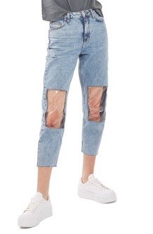 what not to wear, clear knee jeans